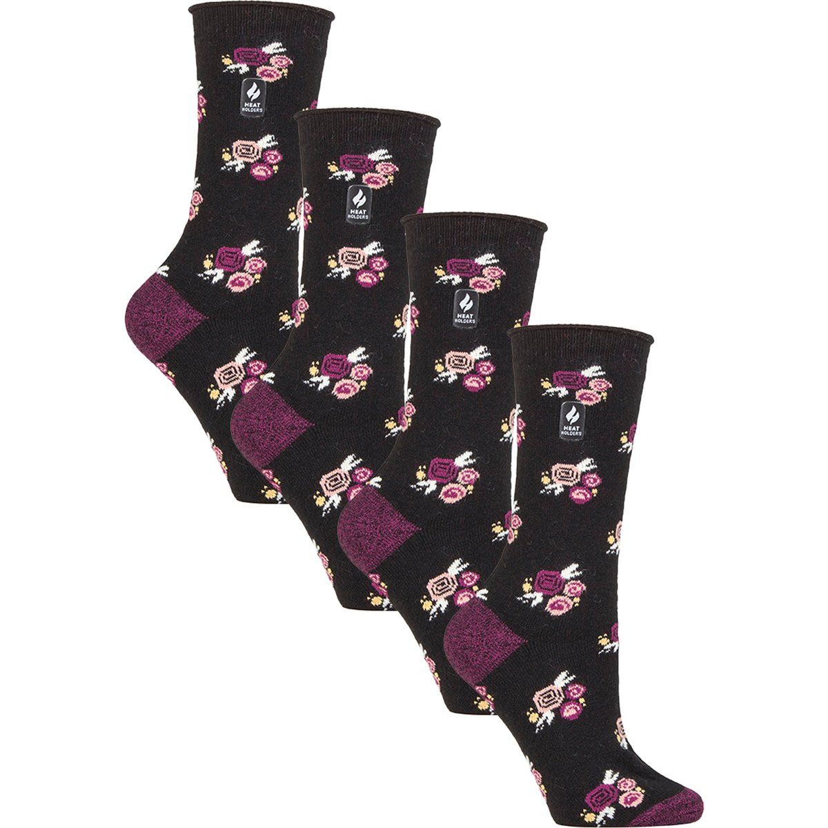 Feminine Thermosocken mit Blumenmuster