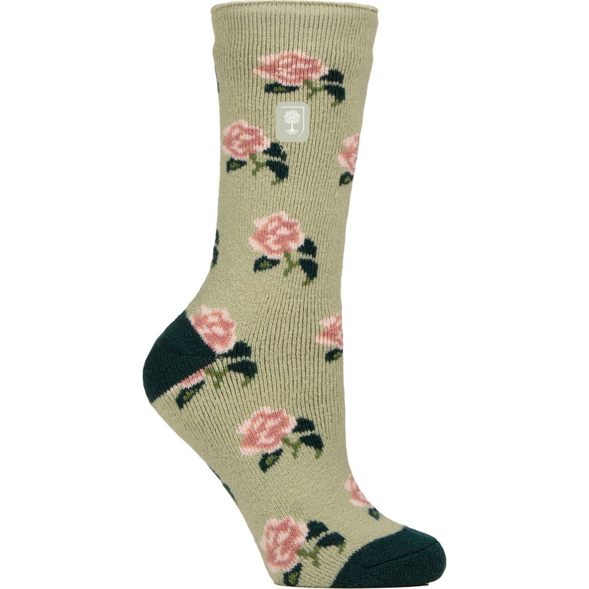 Thermosocken mit Rosenmuster und Botanik-Print