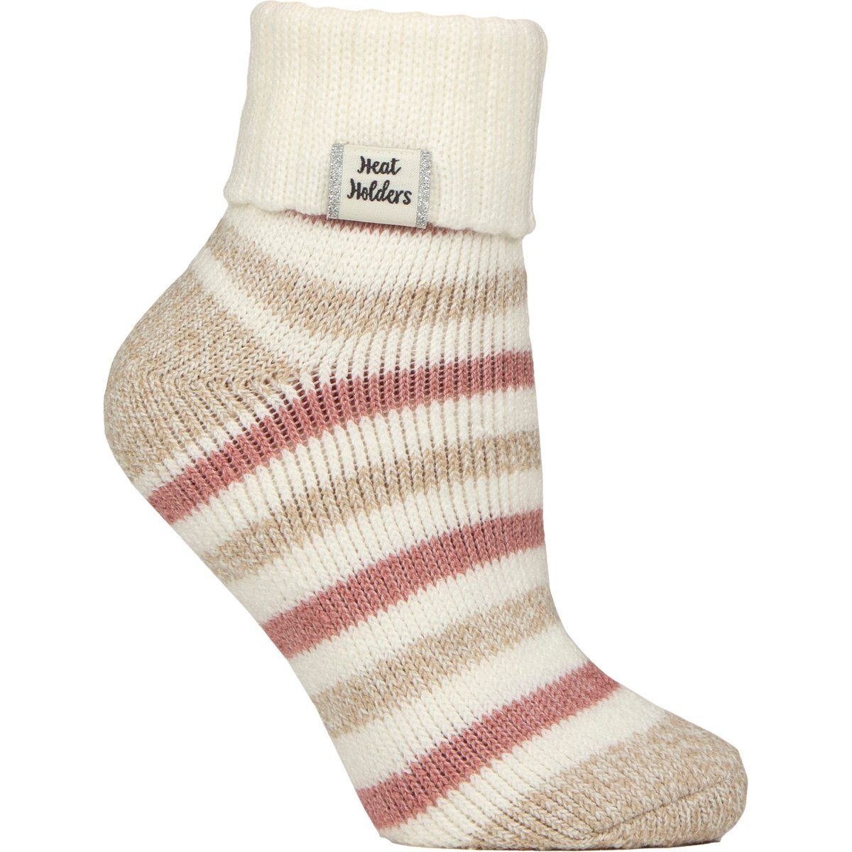 Gestreifte Thermo-Schlafsocken mit Umschlagbündchen
