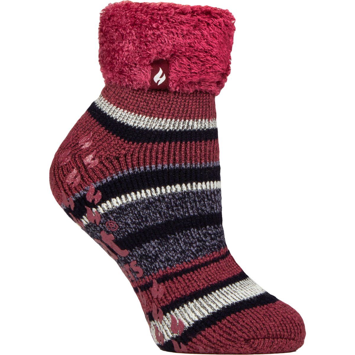 Gestreifte Thermosocken mit Antirutsch-Noppen