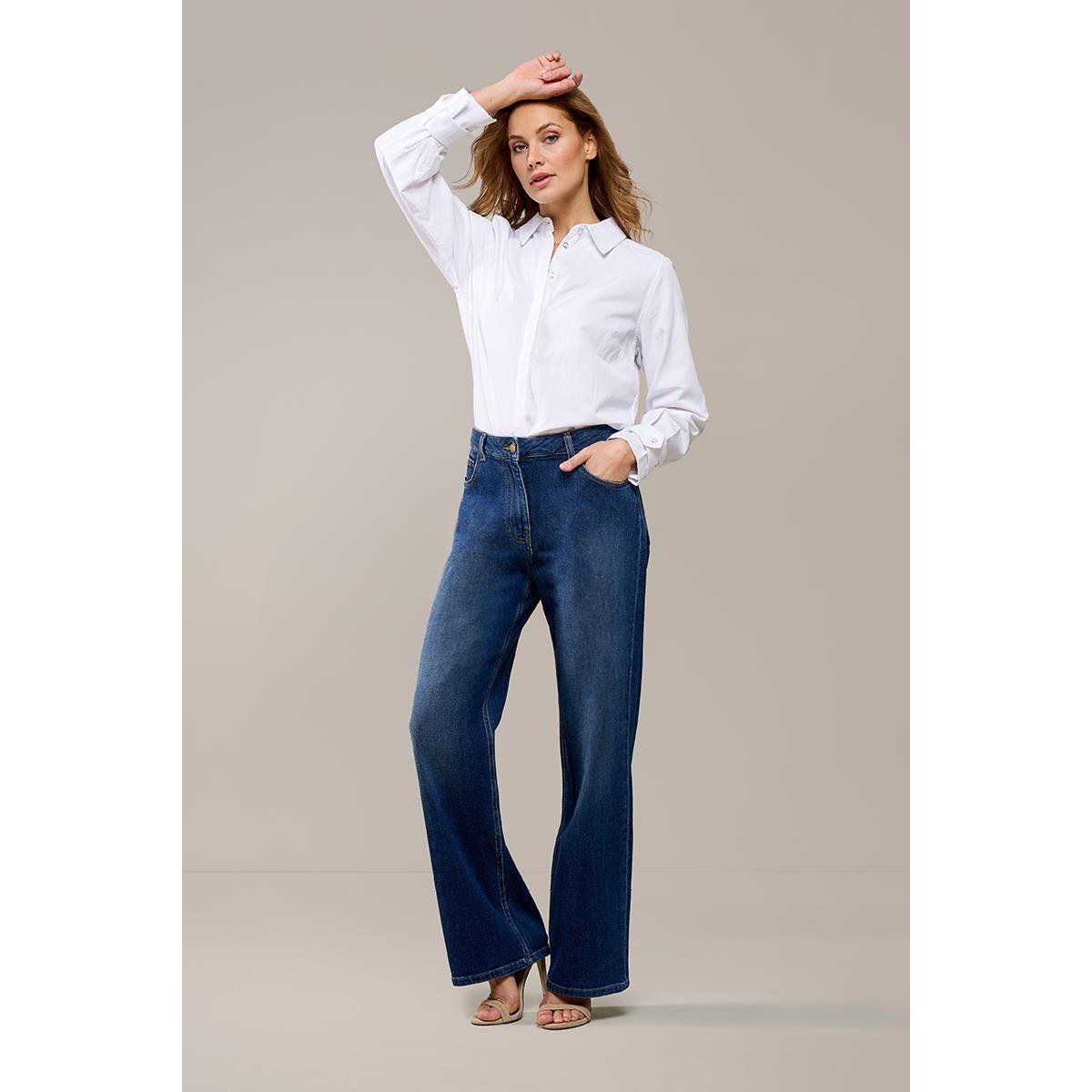 High-Waist-Jeans mit weitem Bein