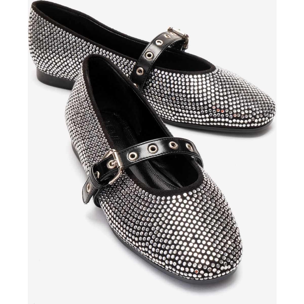 Kristallbesetzte Mary Jane Ballerinas