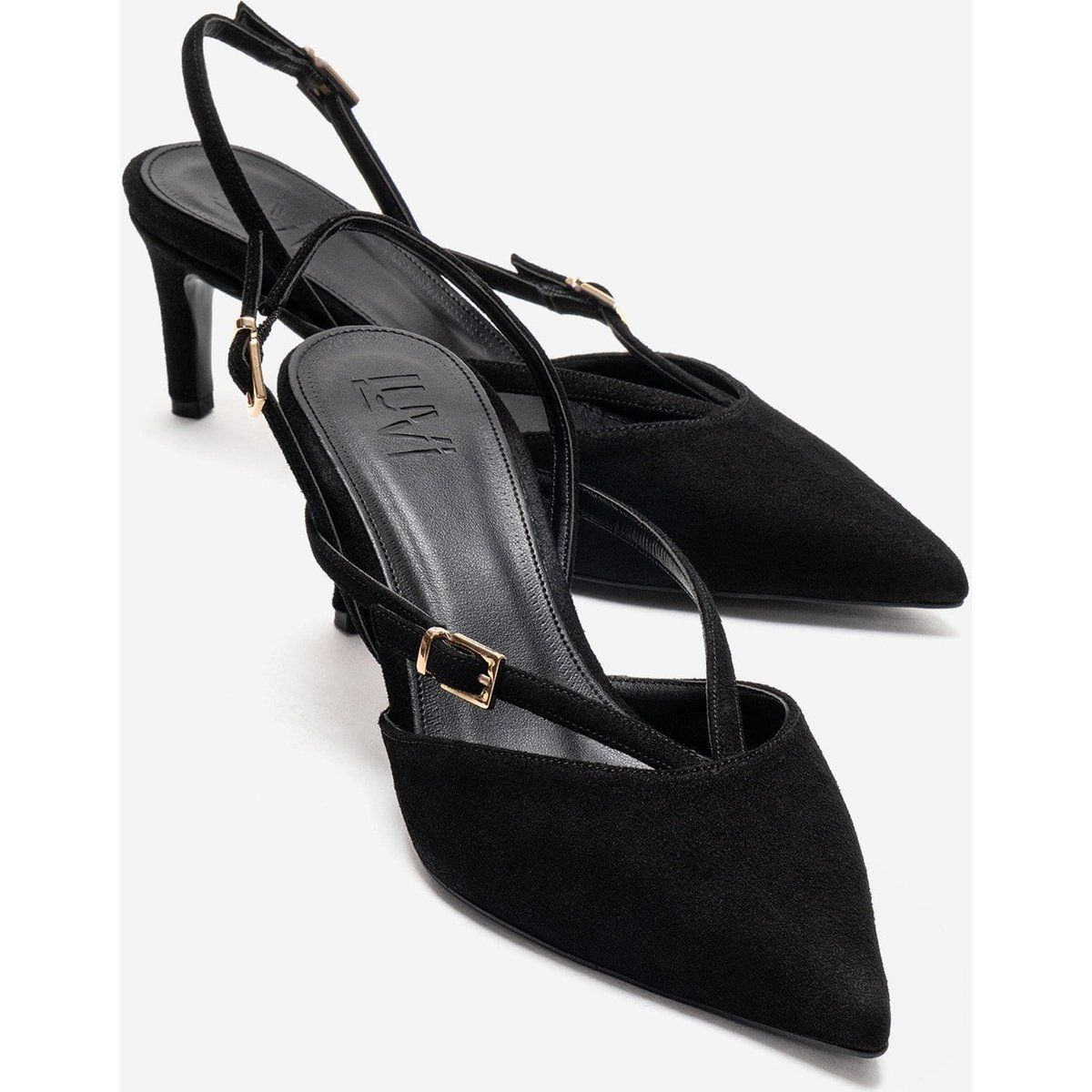 Riemchen-Pumps mit spitzer Kappe