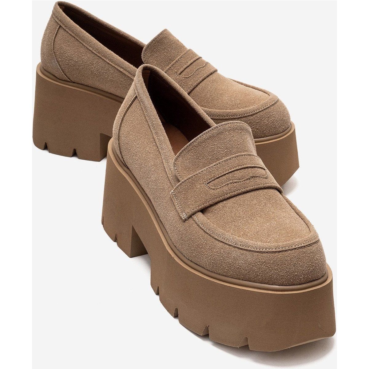 Chunky Plateau-Loafer aus Veloursleder