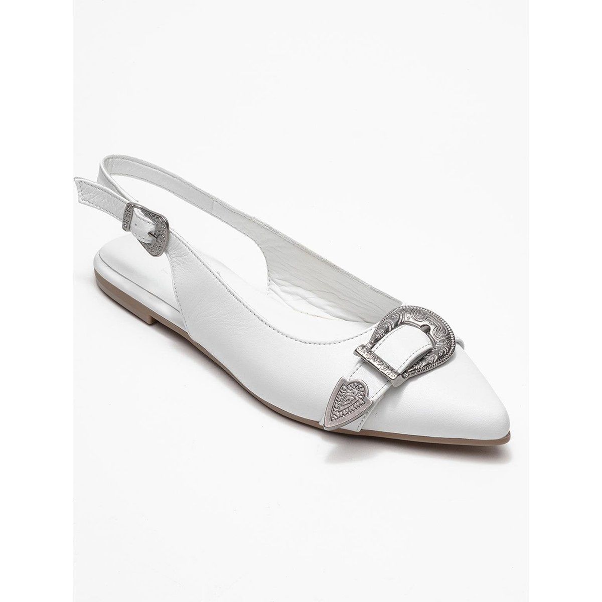 Spitze Leder-Slingbacks mit Western-Schnallen