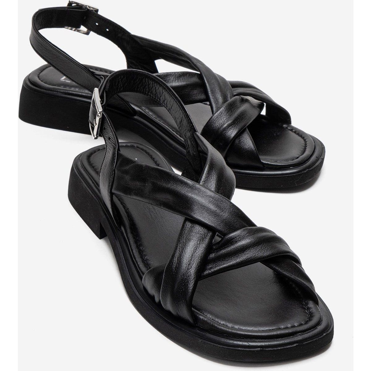 Leder Kreuzriemen Slingback Sandalen