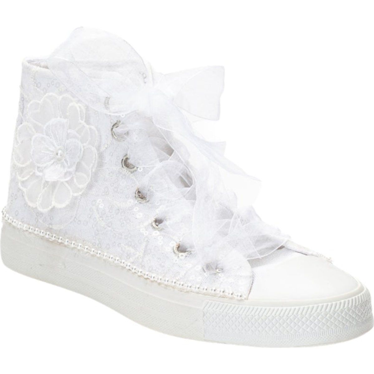 High-Top Brautsneaker mit Blumenspitze