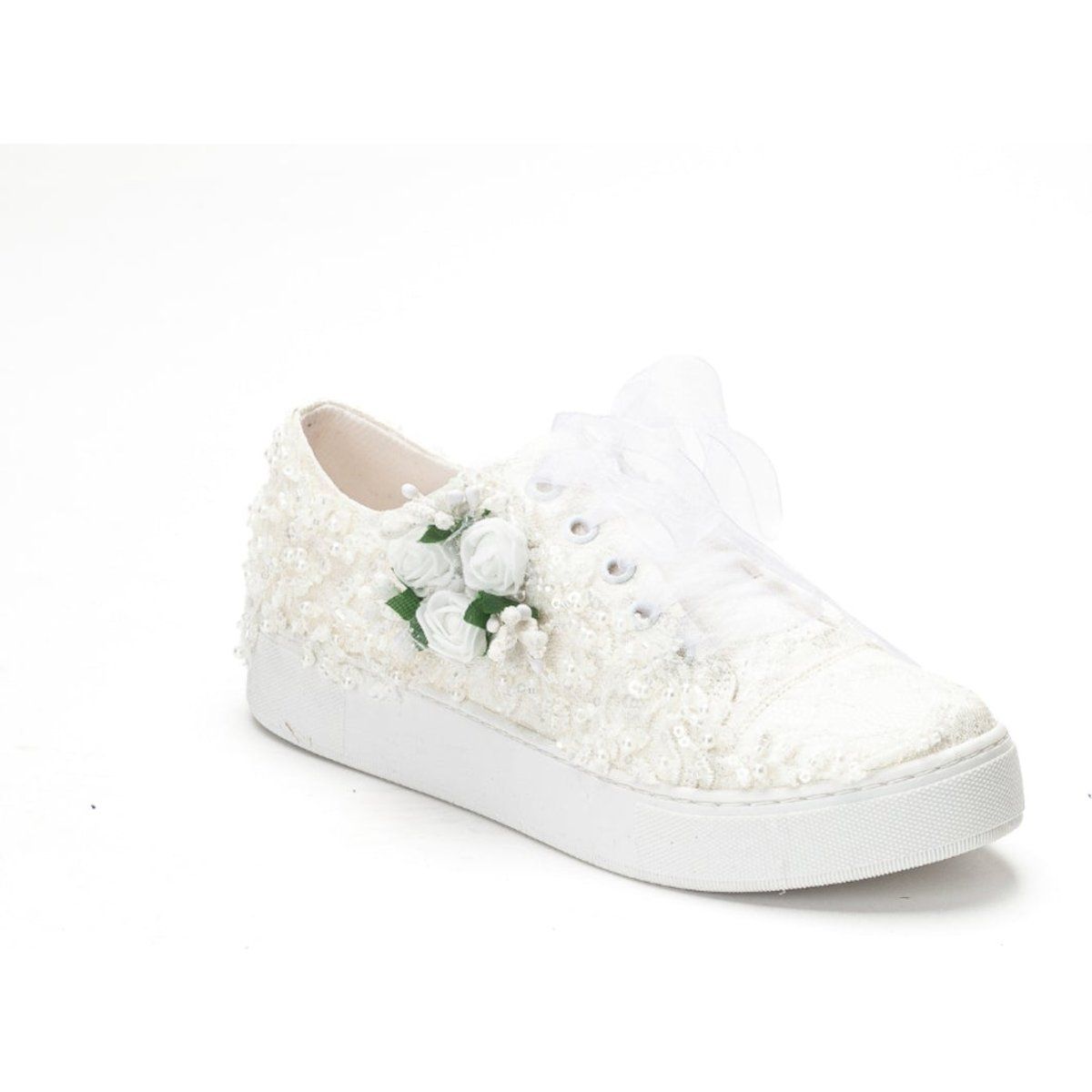 Braut-Sneaker aus Spitze mit Blumen