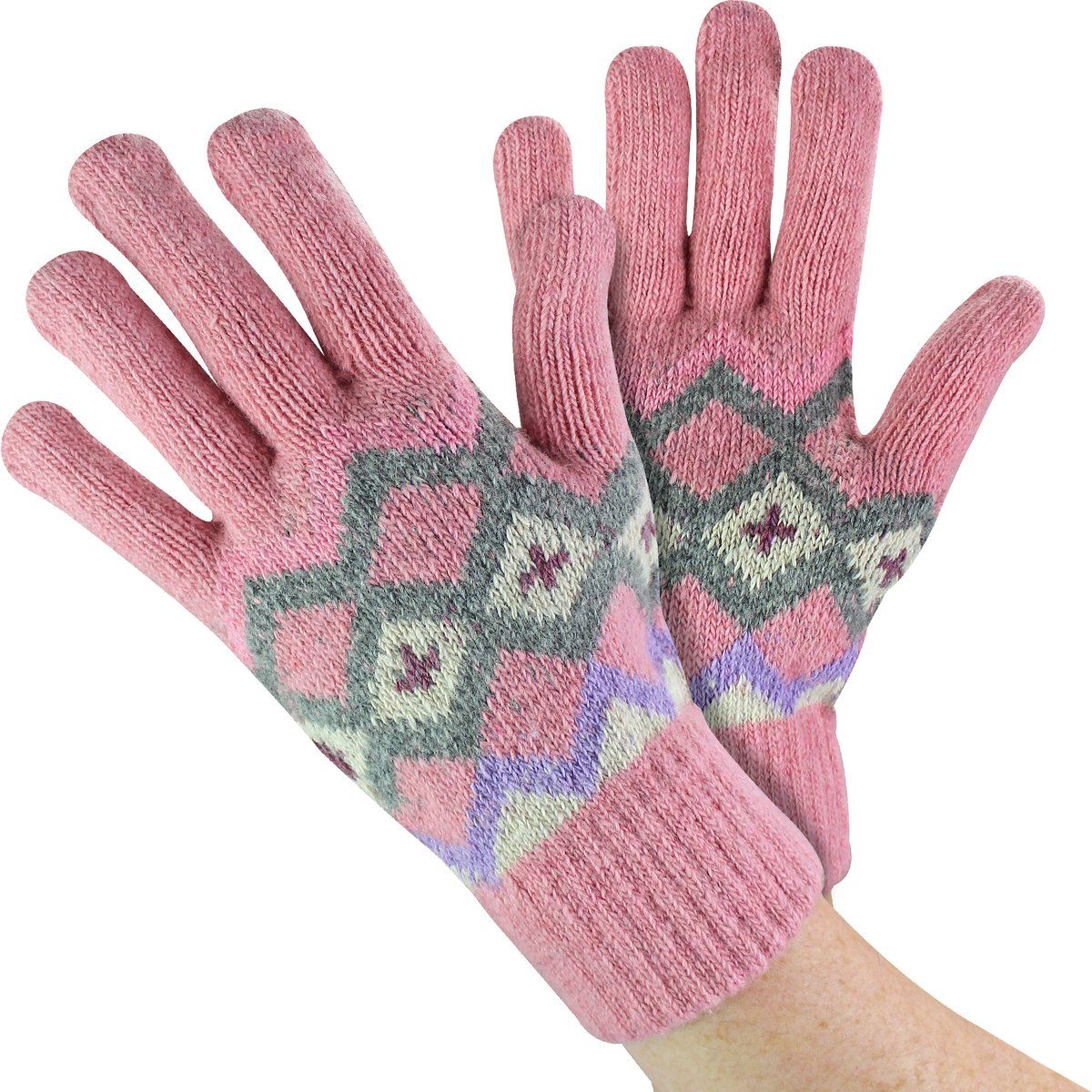 Warme Wollhandschuhe mit Fairisle-Muster