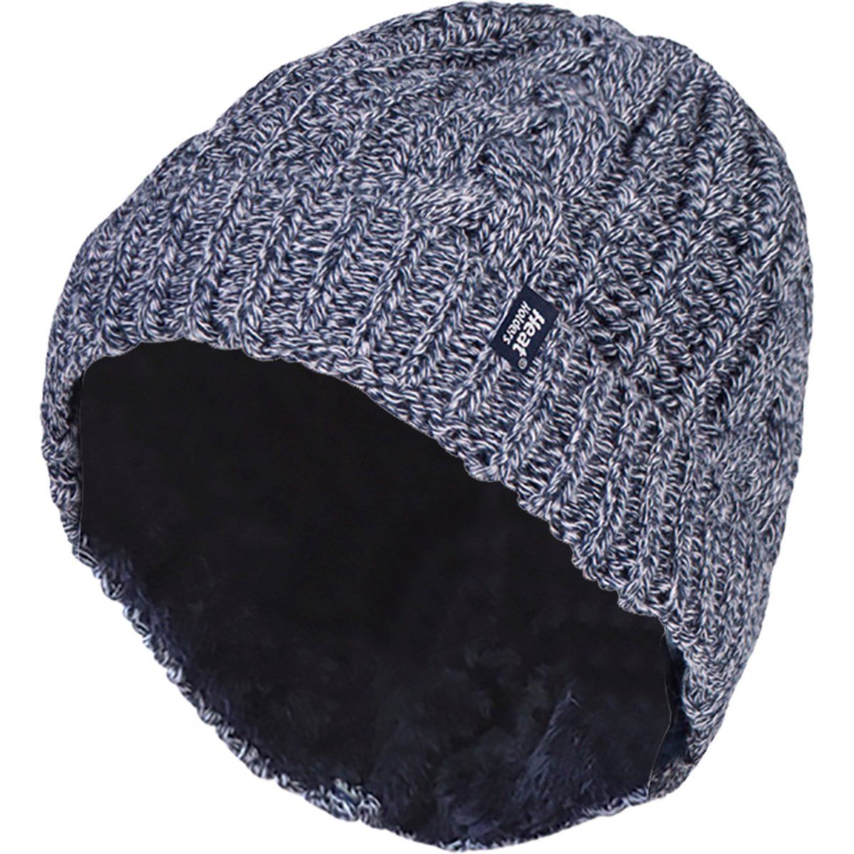 Grob gestrickte Thermo-Beanie mit Zopfmuster