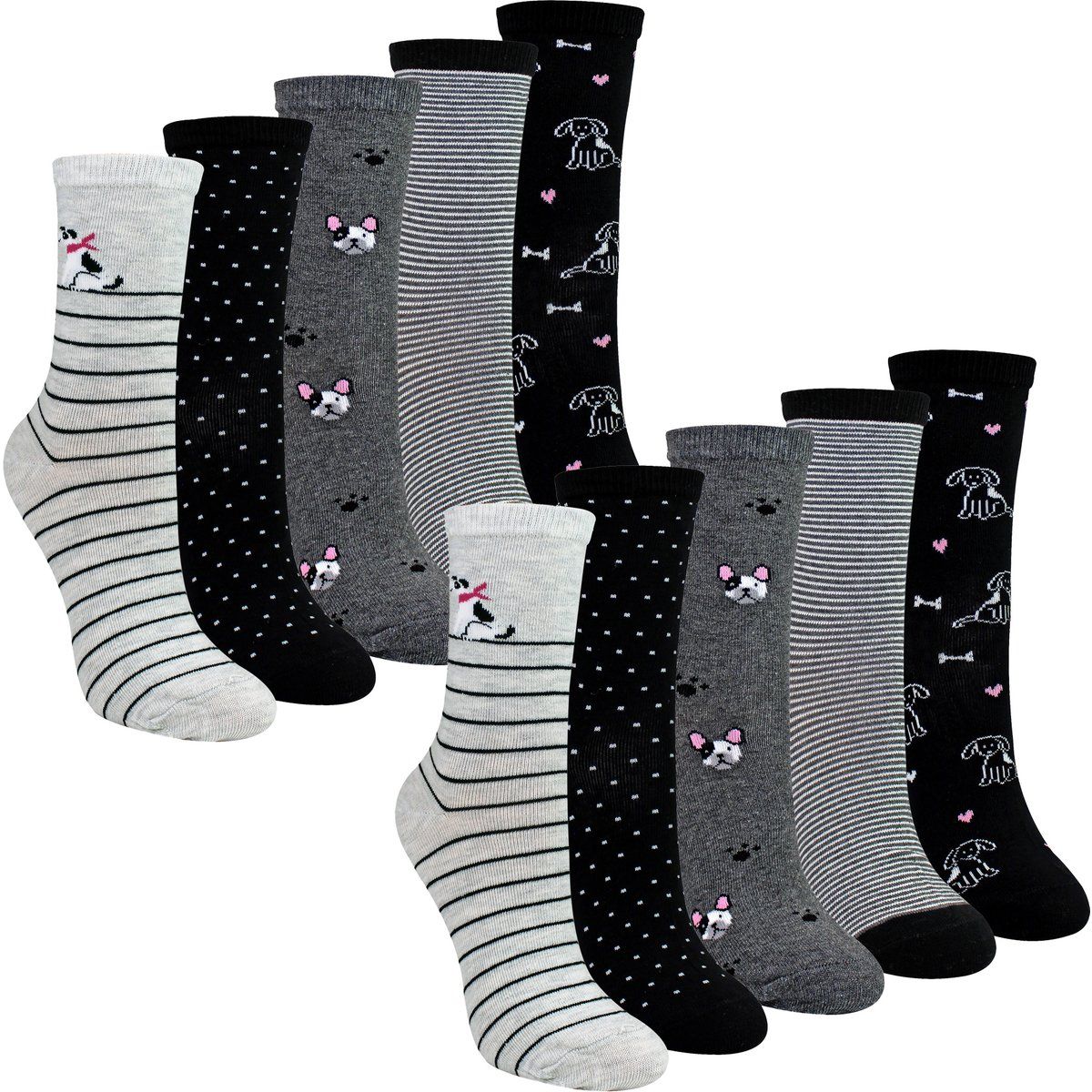 Verspielte Socken mit Hundemuster