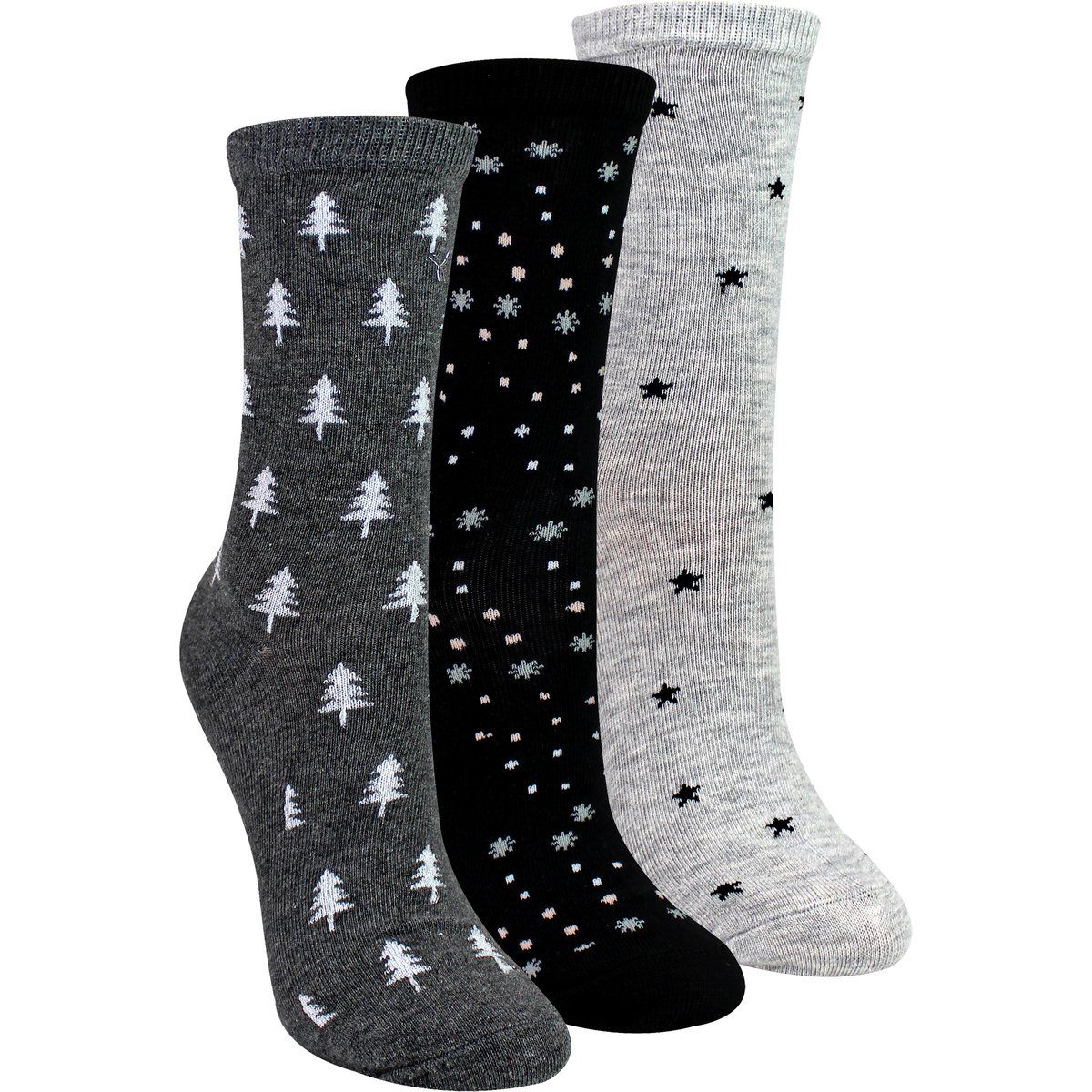 Socken mit Sternen- und Baummuster