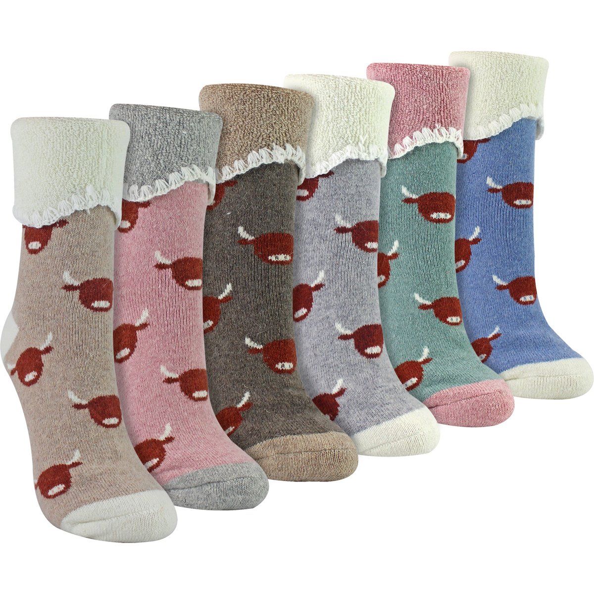 Bettsocken mit Highland-Rind Motiv
