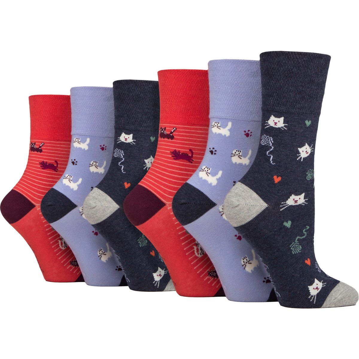 Verspielte Socken mit Katzenmotiv