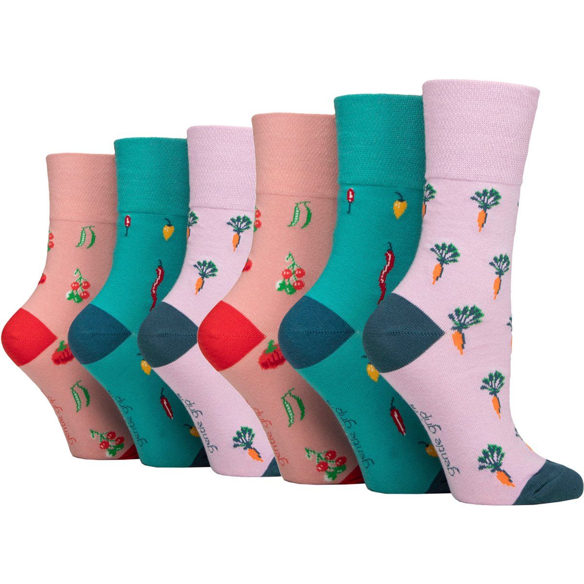 Komfortsocken mit verspieltem Gemüsemuster