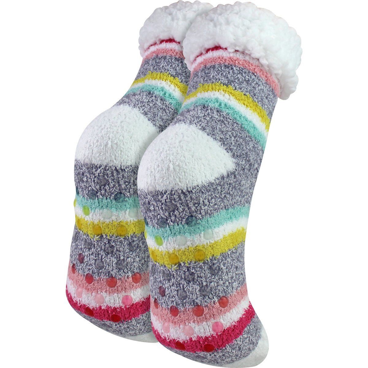 Gemütliche gestreifte Sherpa-Hausschuhsocken