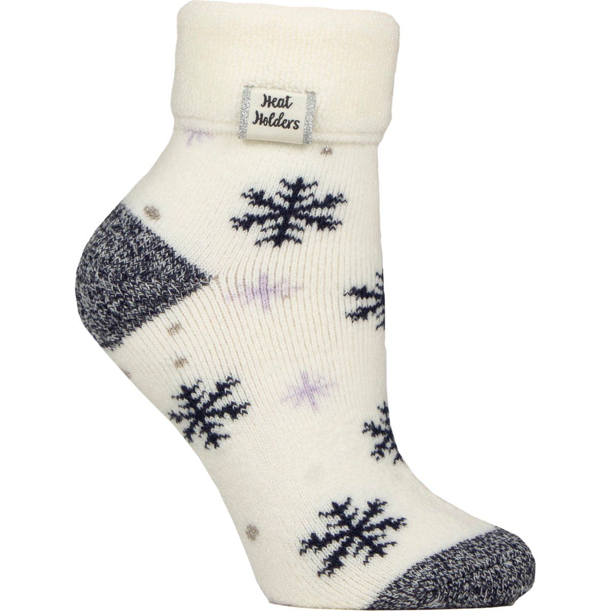 Loungesocken mit Schneeflocken und Umklappbund