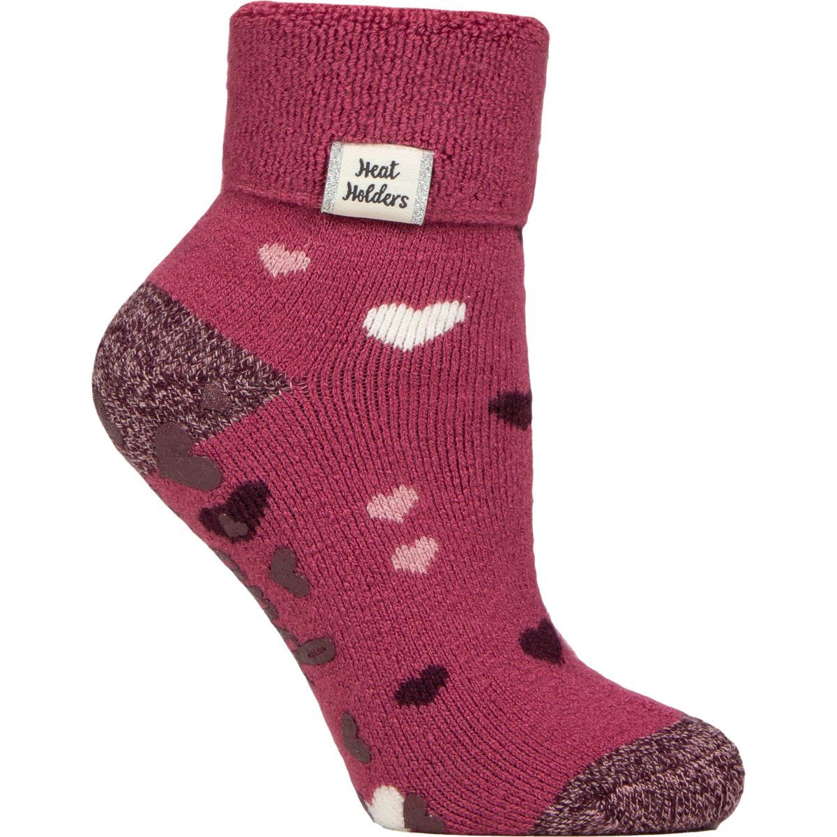 Lounge-Socken mit Herzmuster und Umschlagbund