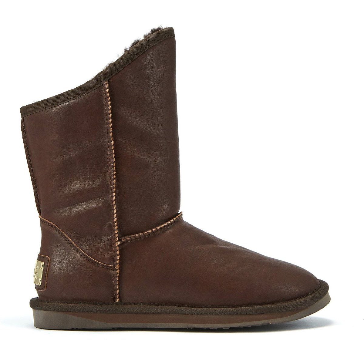 Asymmetrische Leder-Lammfell-Schlupfstiefel
