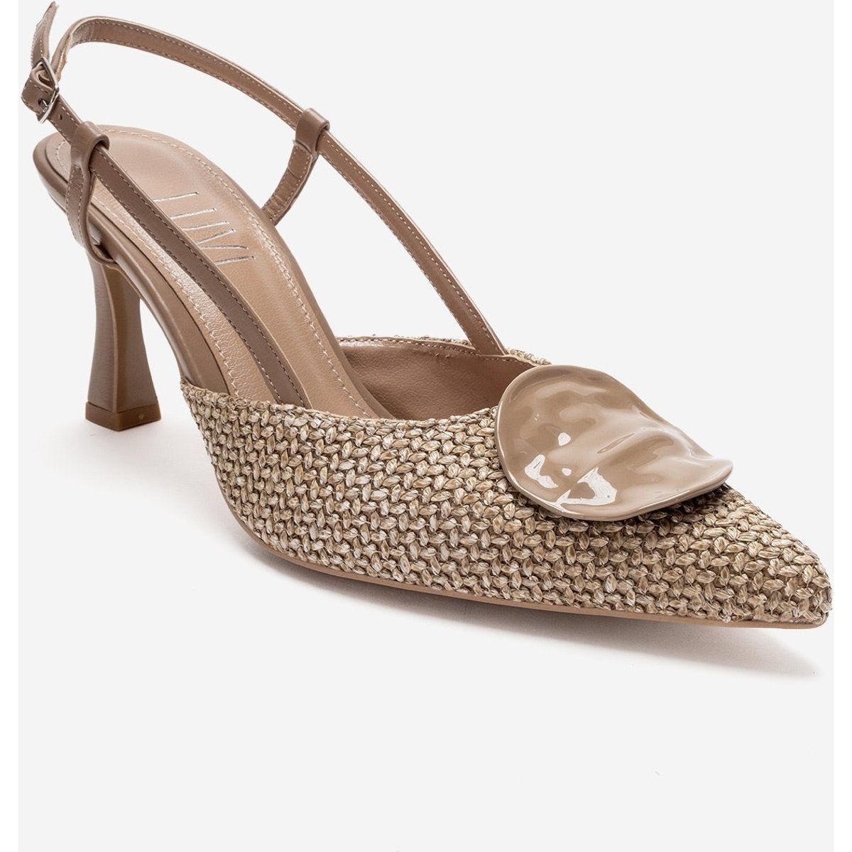 Geflochtene Slingback-Pumps mit spitzer Kappe