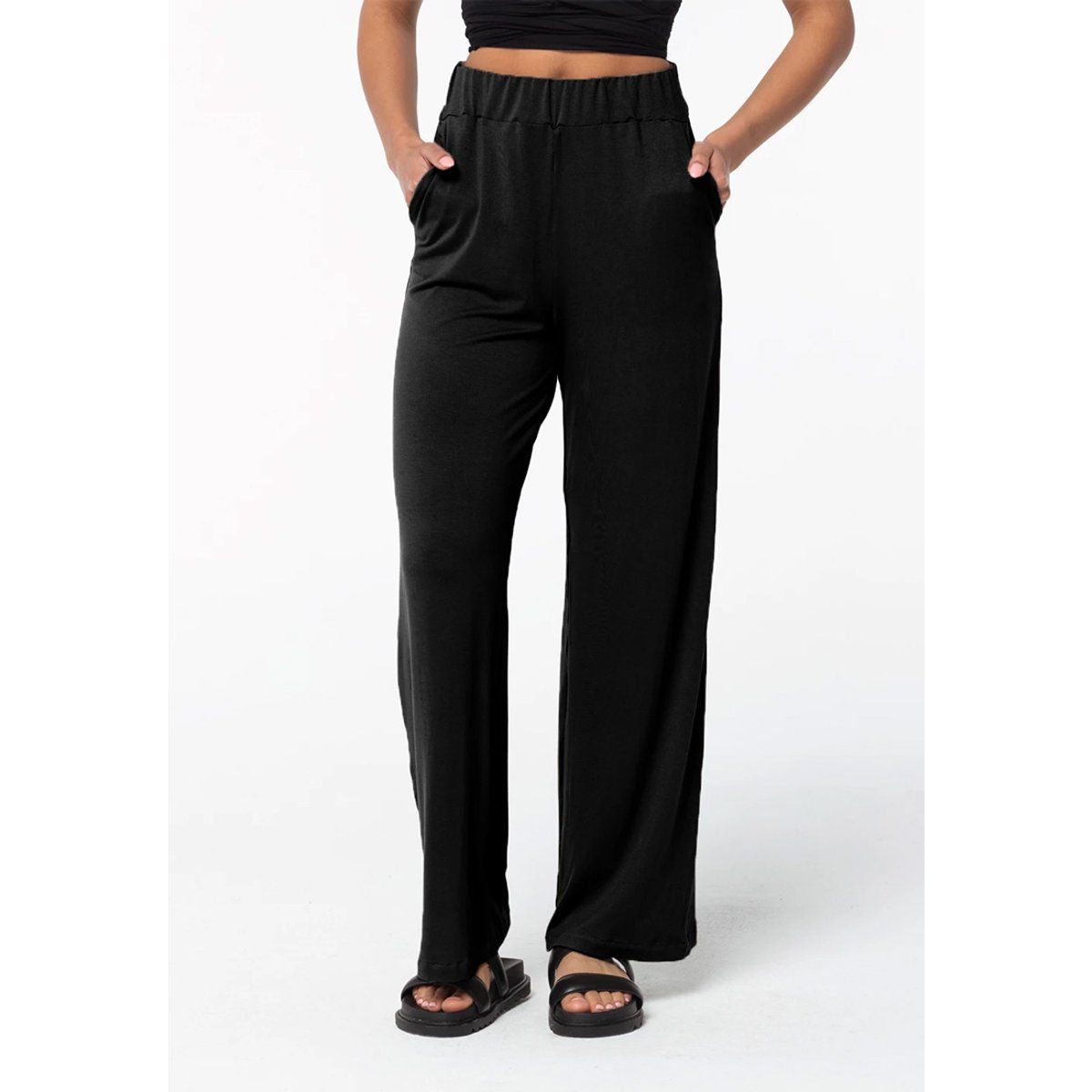 Fließende High-Waist Weithose