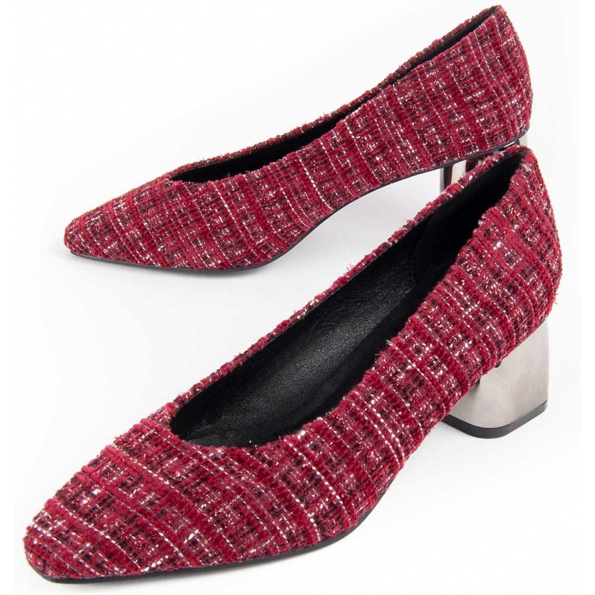 Strukturierte Tweed-Pumps mit Blockabsatz