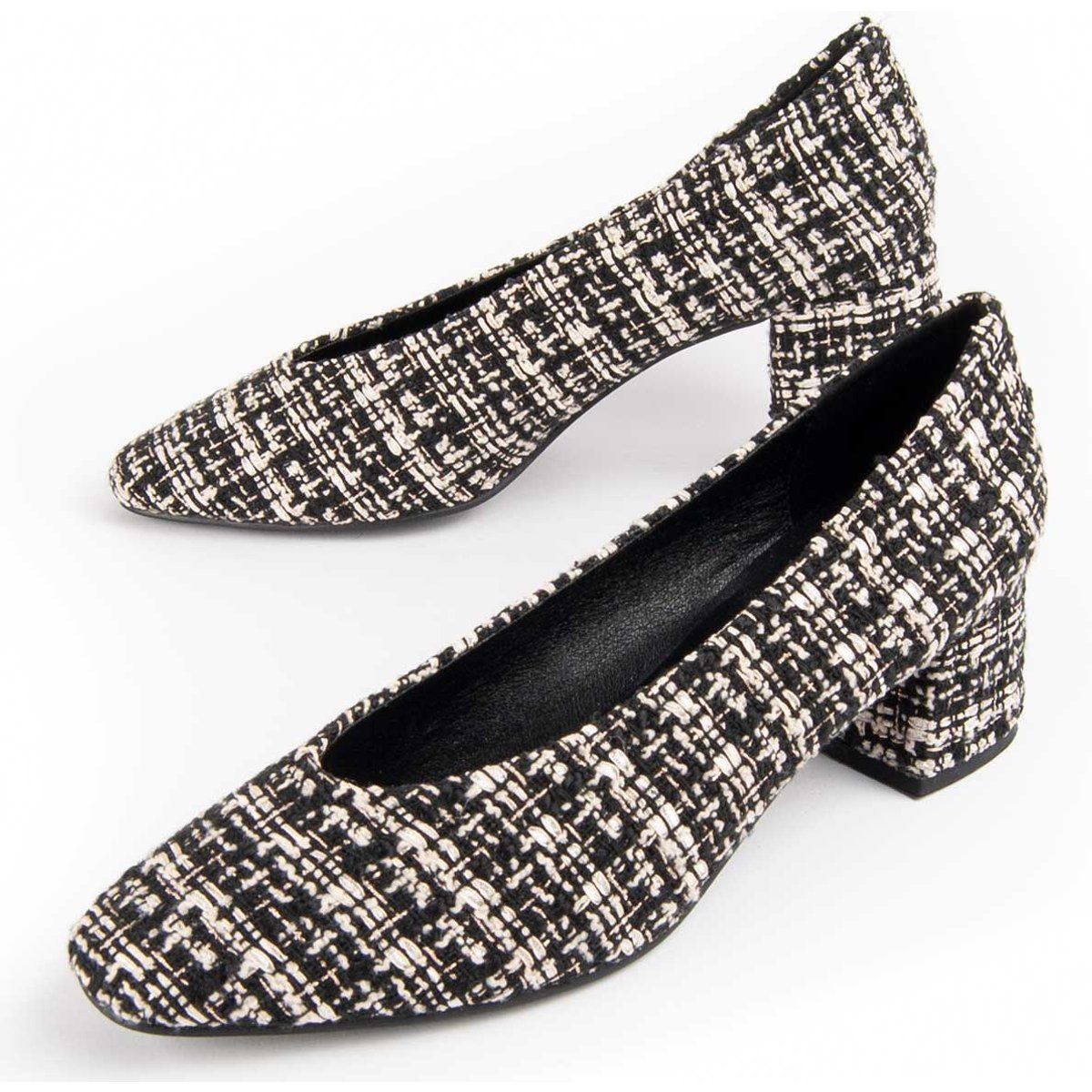 Schicke Tweed-Pumps mit Blockabsatz