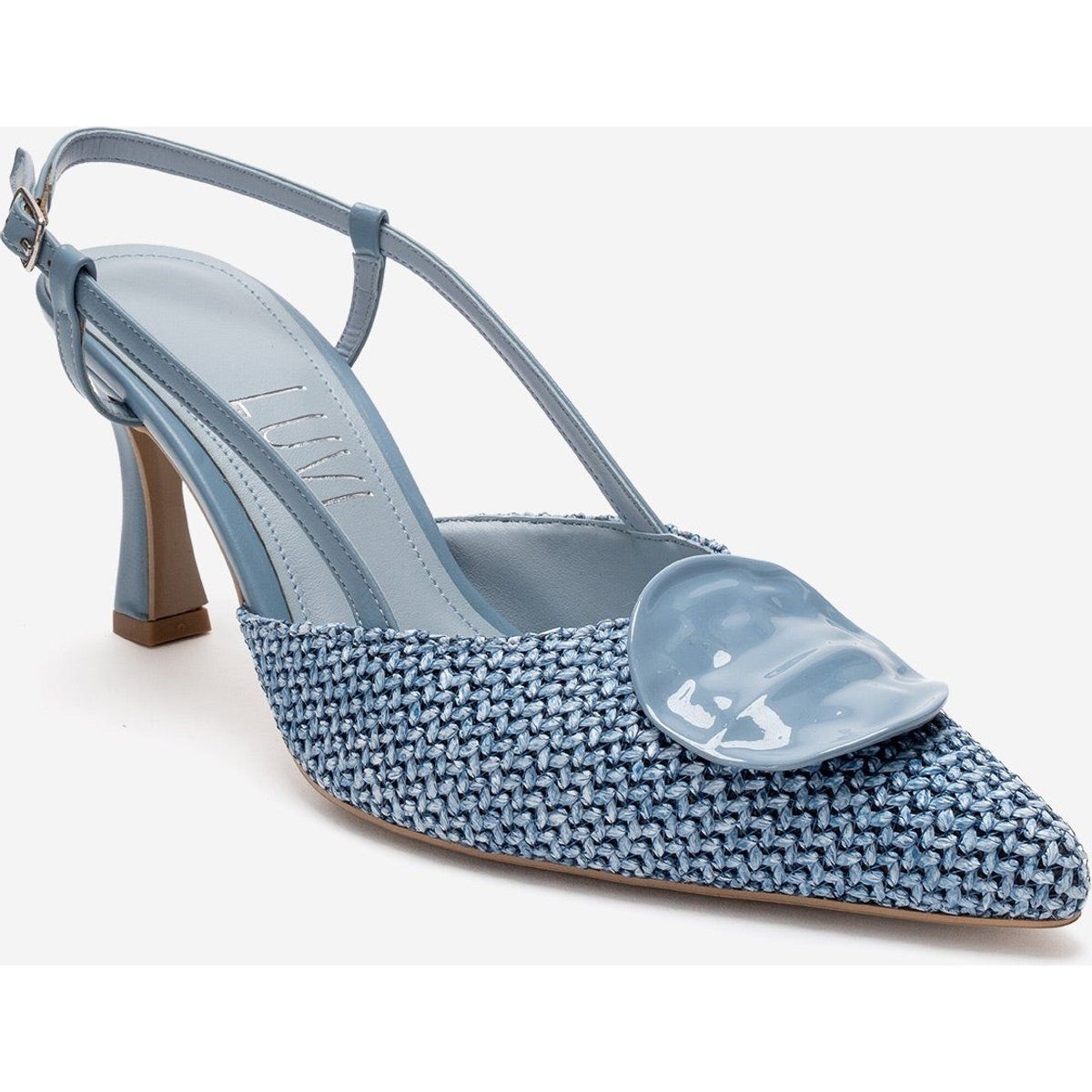 Geflochtene Slingback-Pumps mit skulpturalem Detail