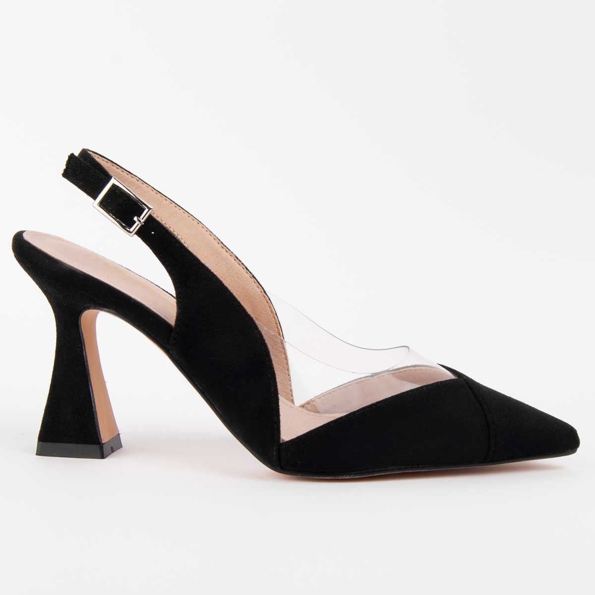 Spitze Slingbacks mit transparentem Einsatz