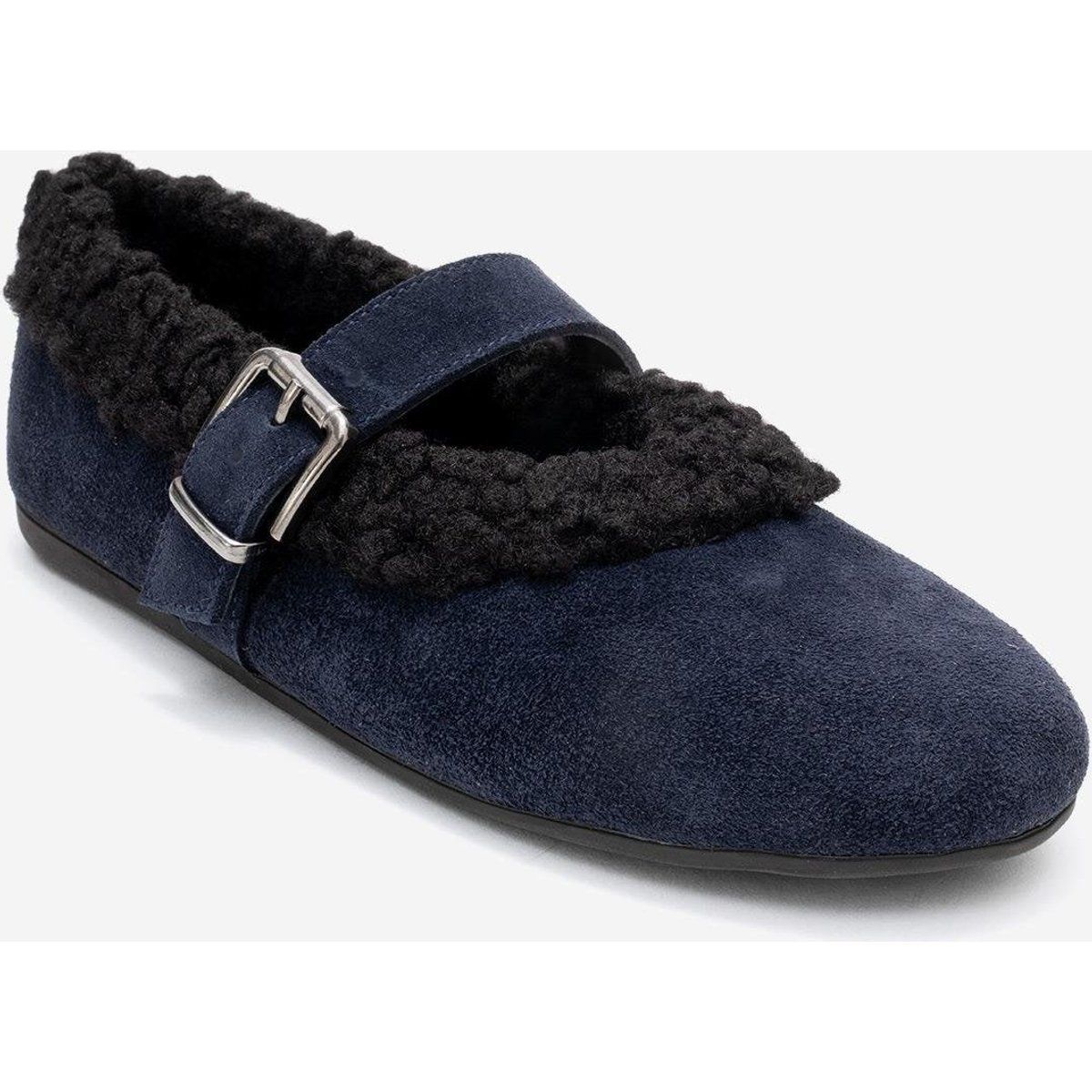 Wildleder-Ballerinas mit Lammfell-Optik