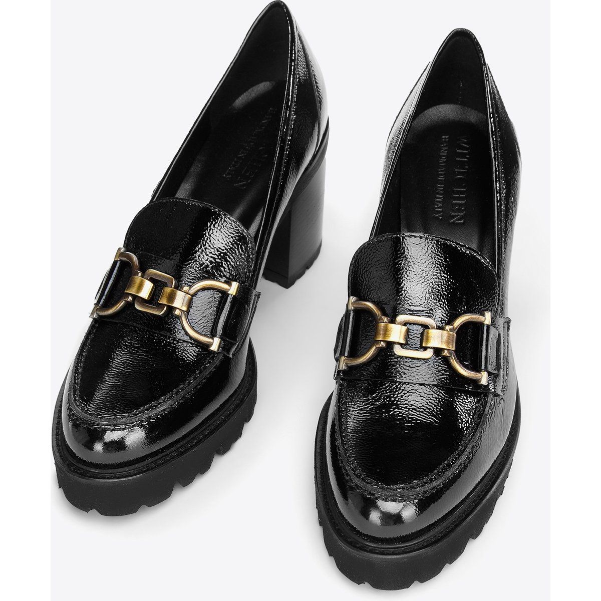 Lackleder-Loafer-Pumps mit Schnalle