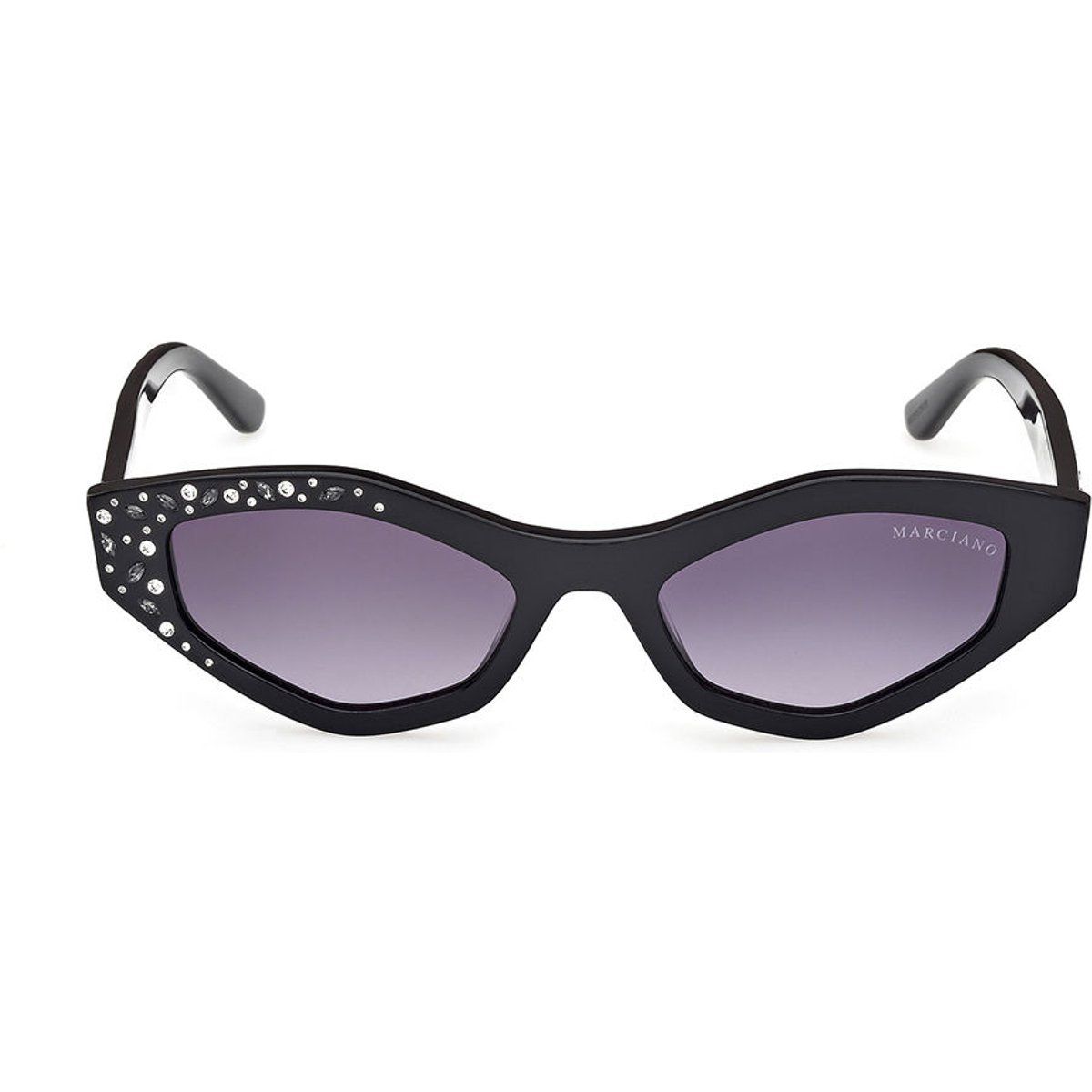 Geometrische Cat-Eye Sonnenbrille mit Kristallverzierung