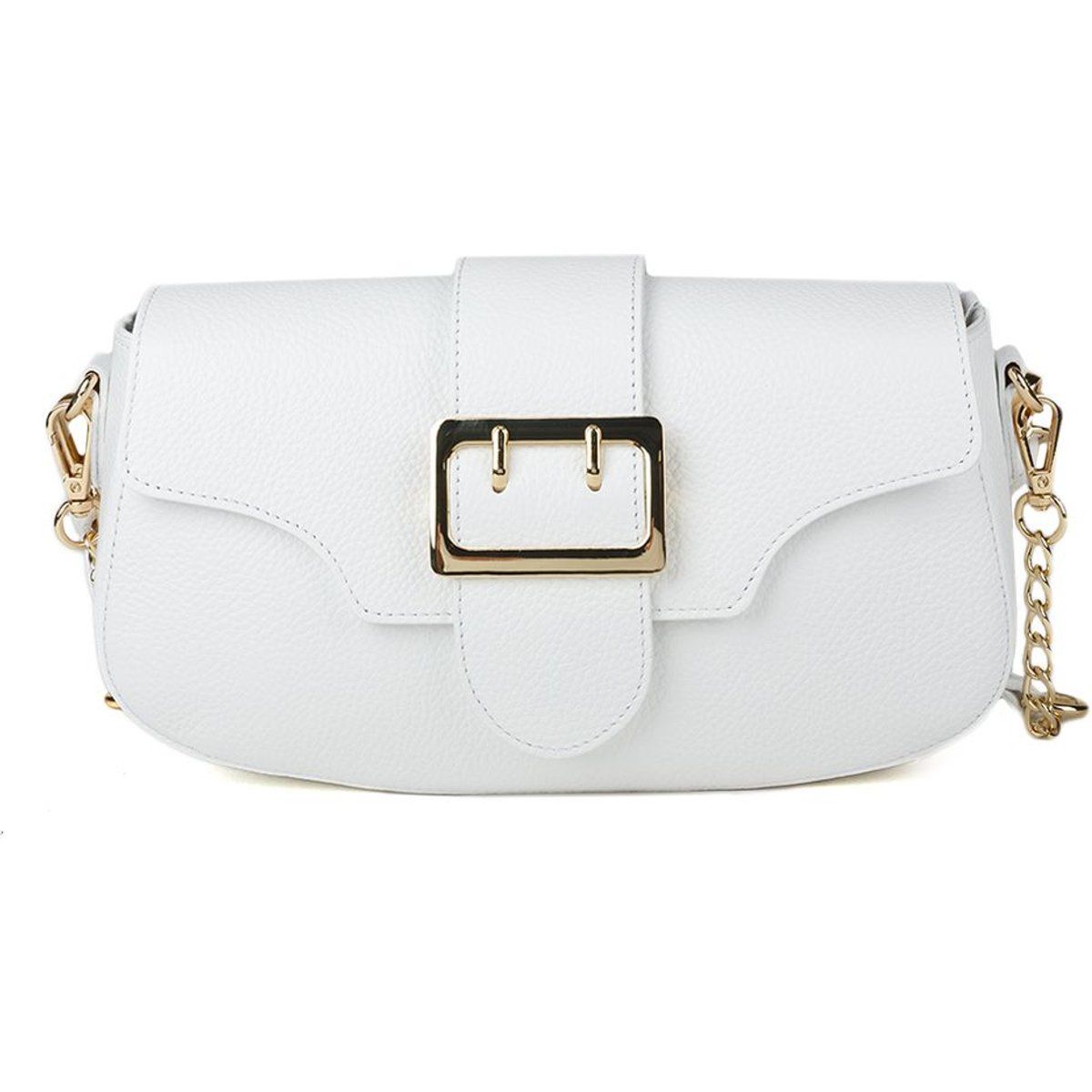 Genarbte Ledertasche mit Schnallendetail