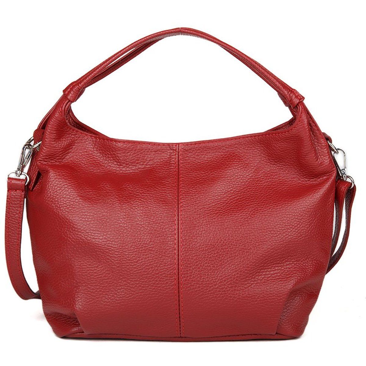 Knautschige Schultertasche aus geprägtem Leder