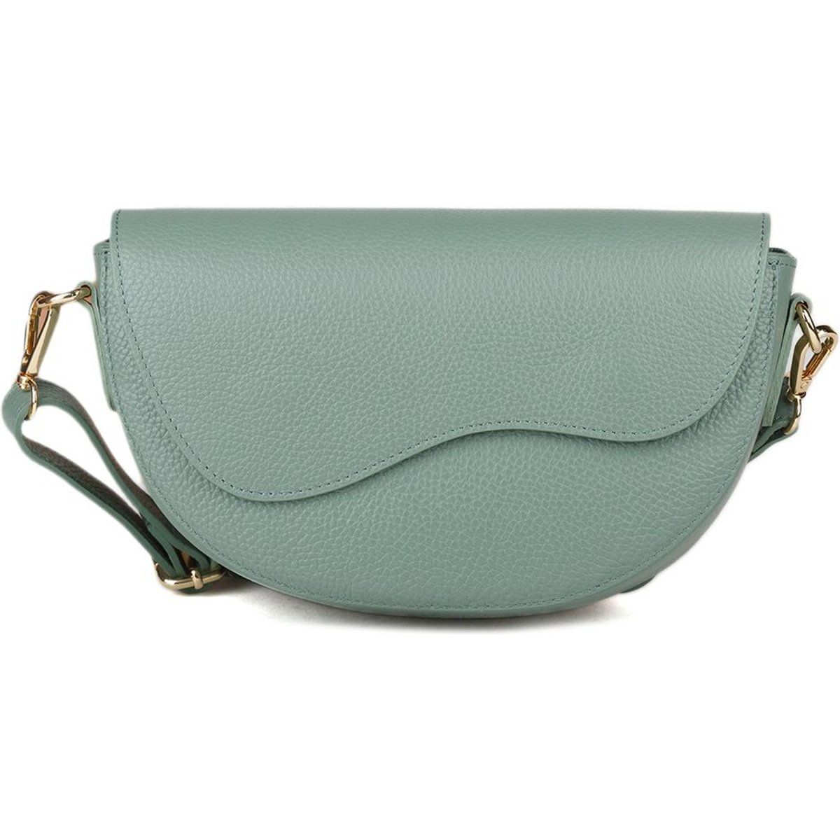 Leder-Schultertasche mit geschwungener Klappe