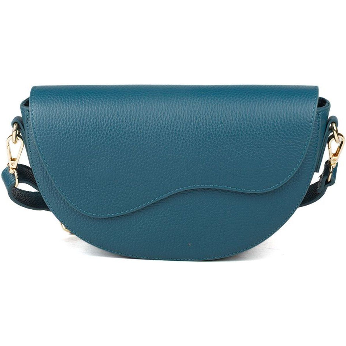 Halbrunde Schultertasche aus genarbtem Leder