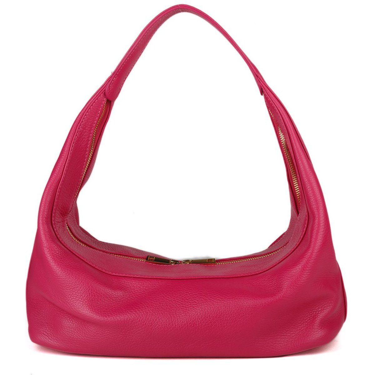 Halbmondförmige Schultertasche aus genarbtem Leder