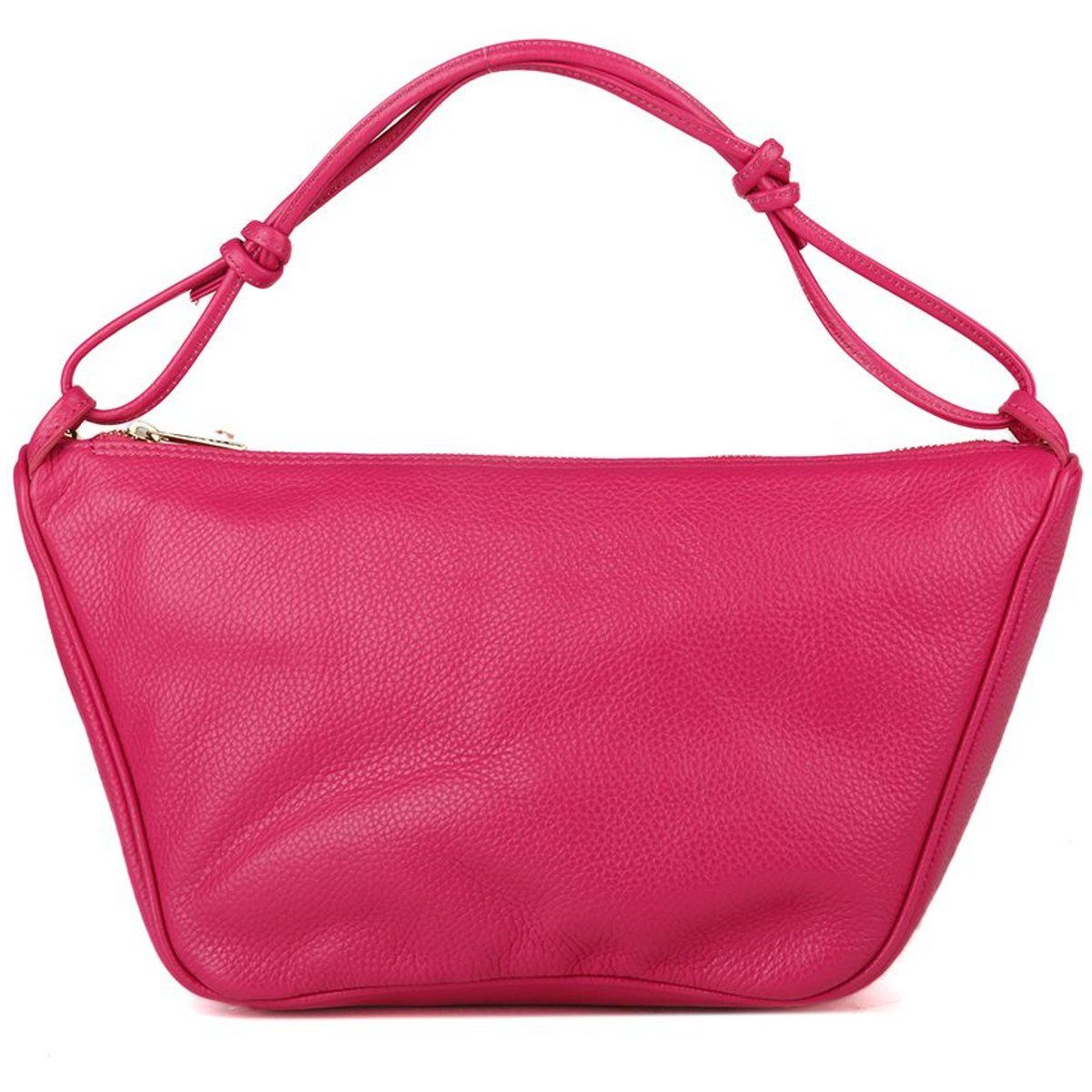 Knautschige Schultertasche aus genarbtem Leder