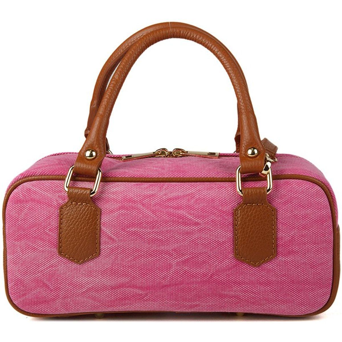 Strukturierte Bowling-Handtasche aus Leder