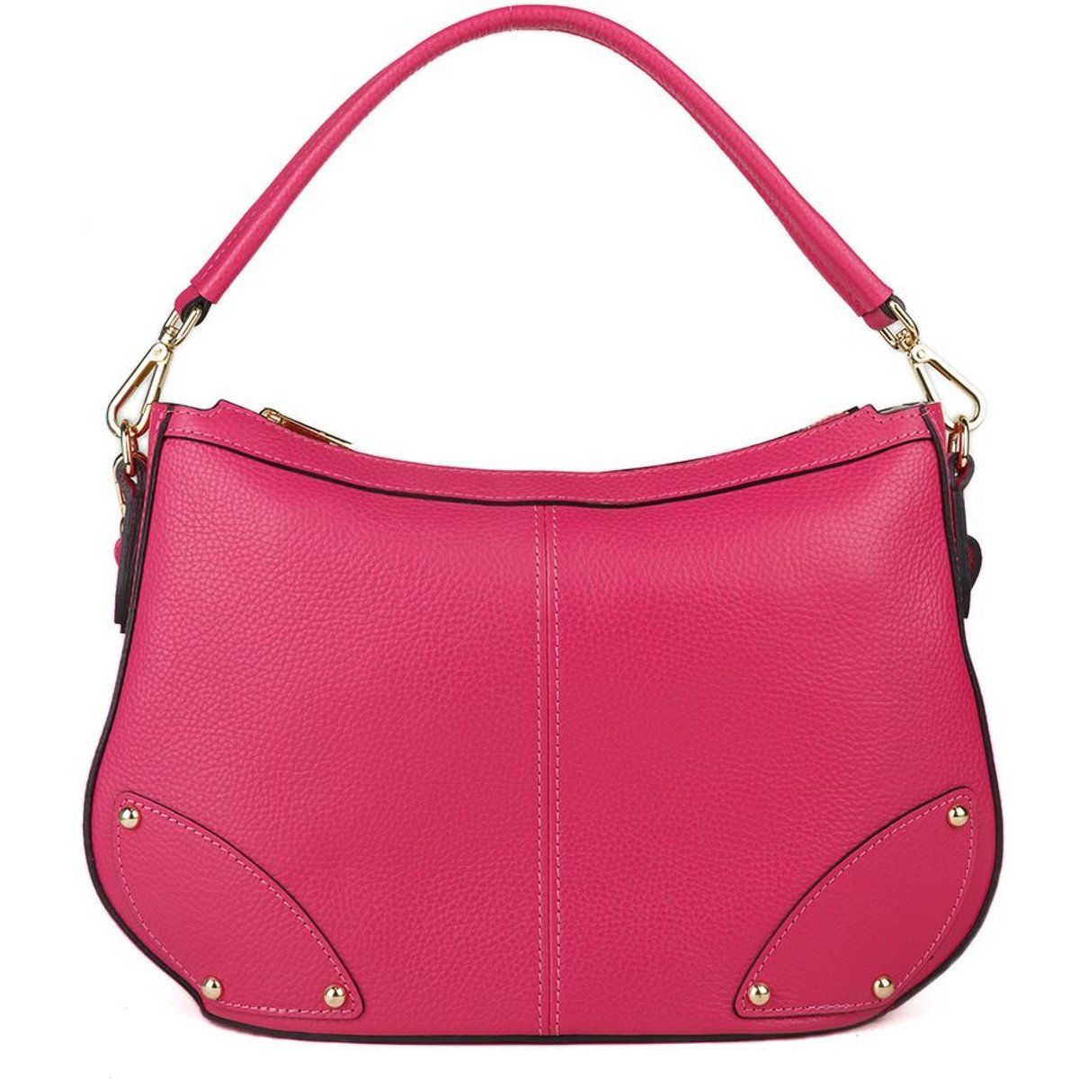 Leder-Schultertasche mit Nieten-Details