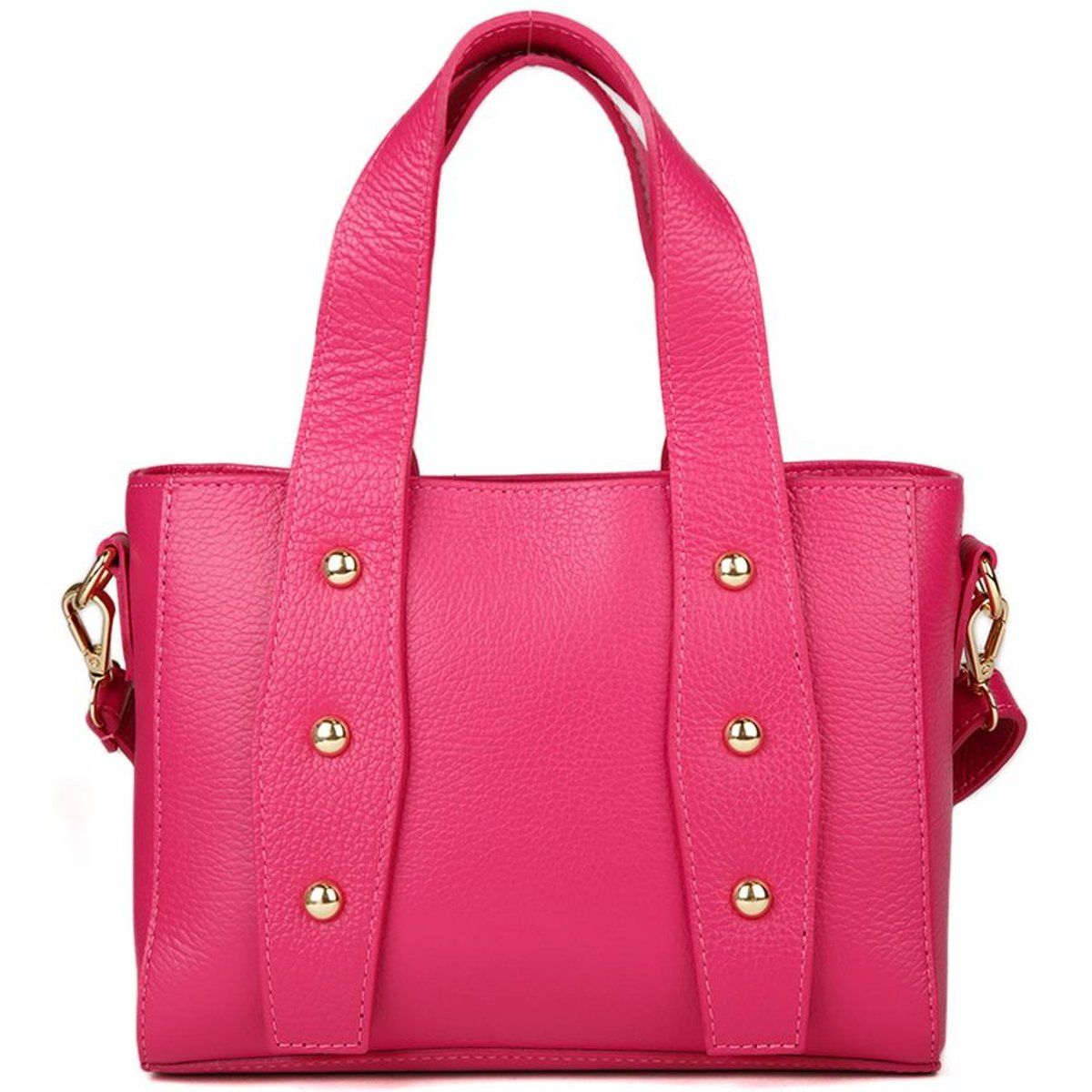 Handtasche aus genarbtem Leder mit Nieten
