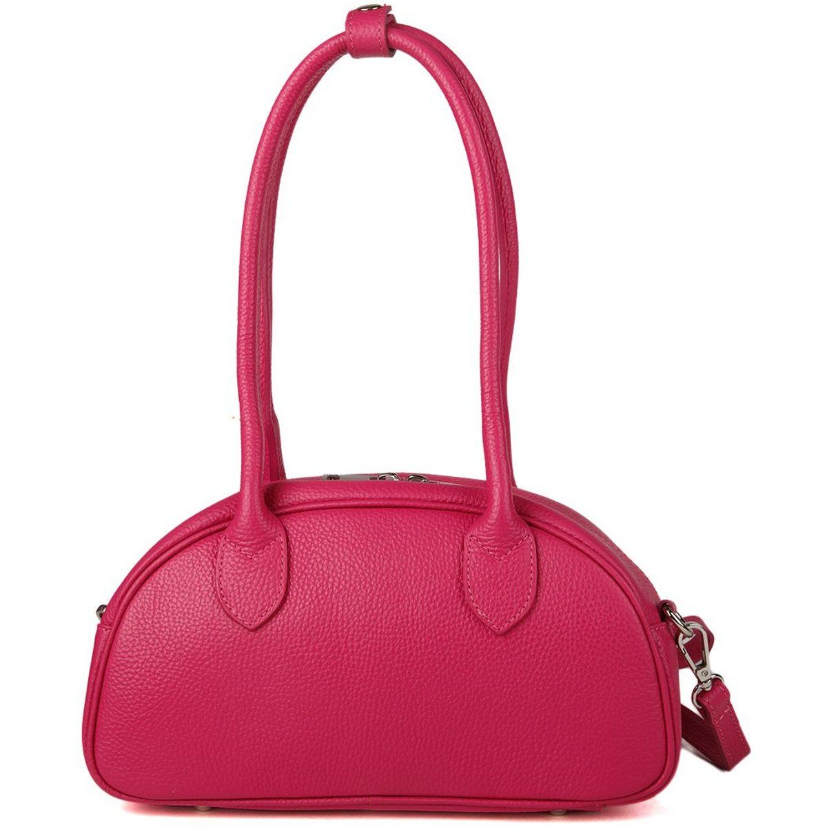 Bogenförmige Schultertasche aus genarbtem Leder