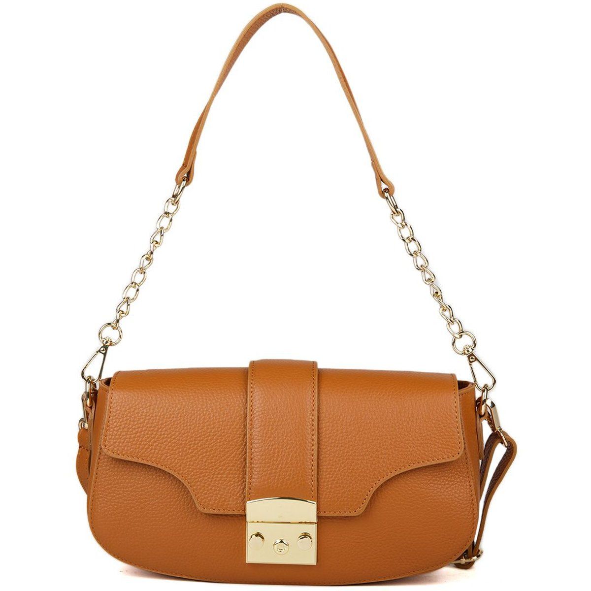 Strukturierte Ledertasche mit Kettendetail