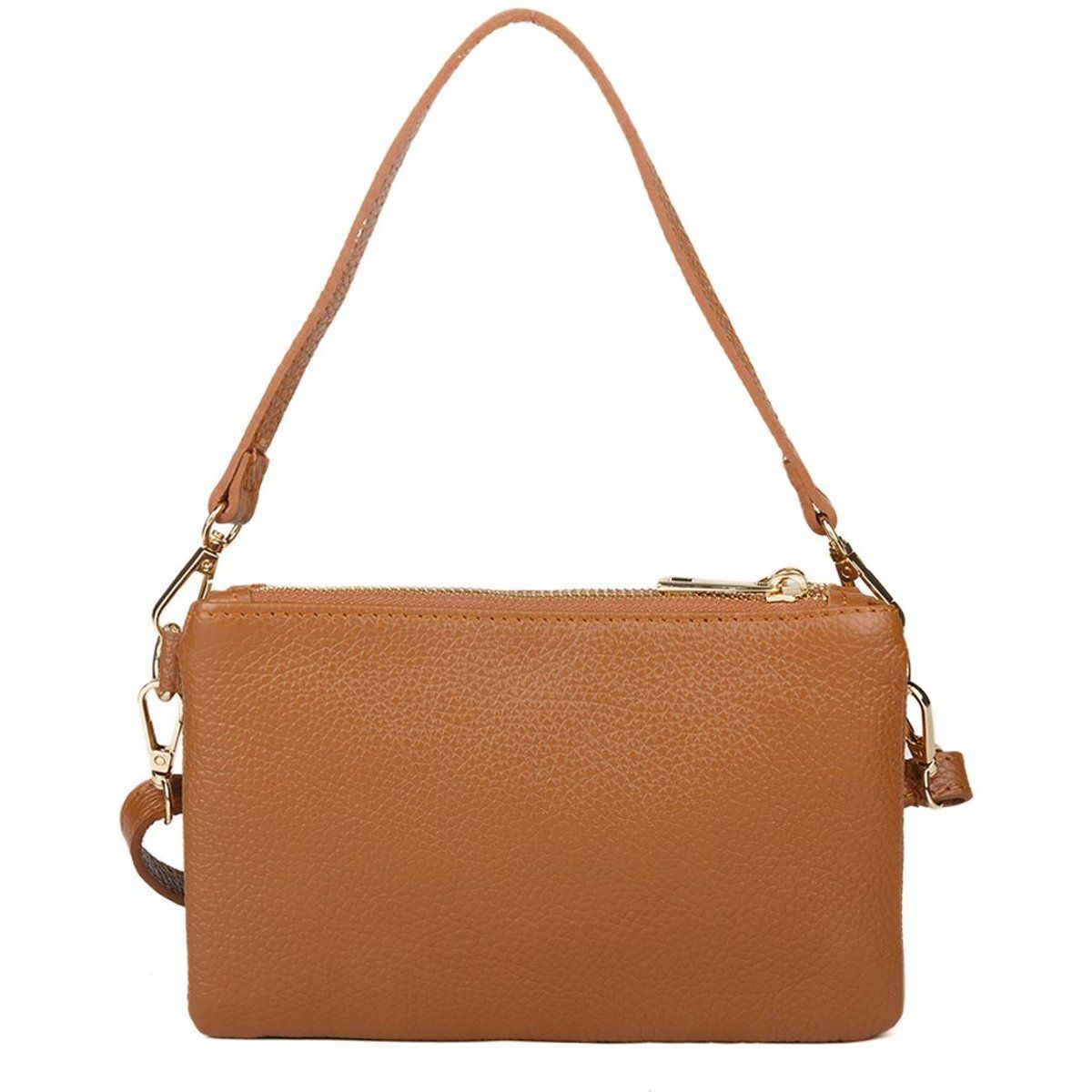 Schultertasche aus genarbtem Leder