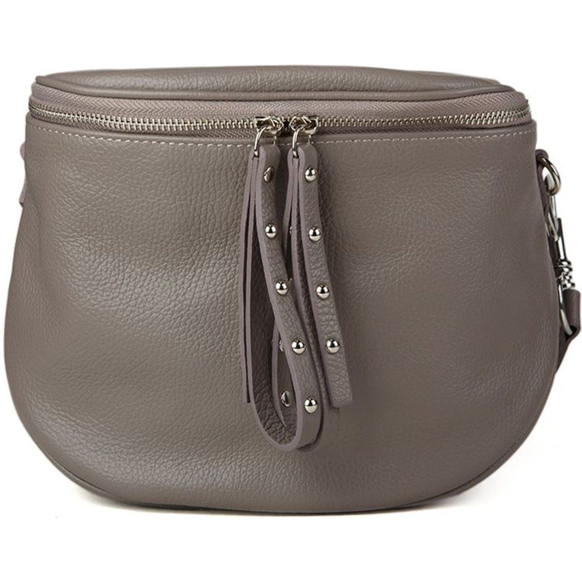 Besetzte Halbmod-Tasche aus genarbtem Leder