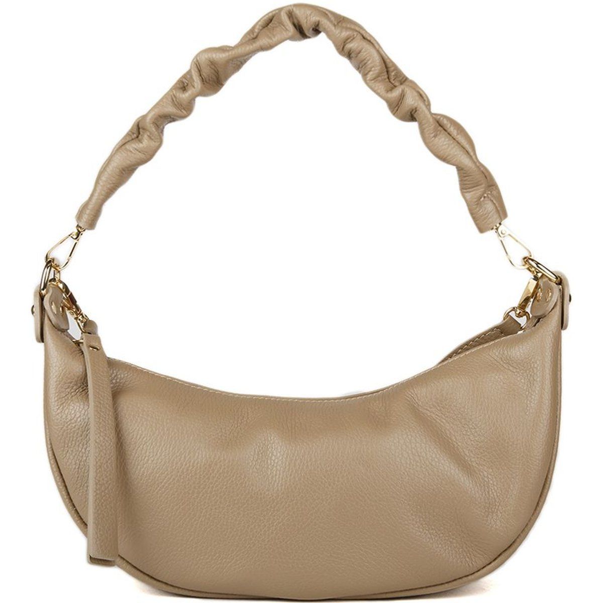 Halbmond-Schultertasche mit Raffung
