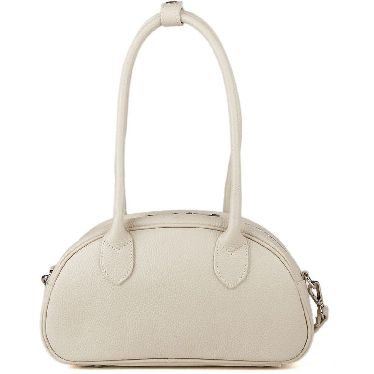 Kurvige Schultertasche aus genarbtem Leder