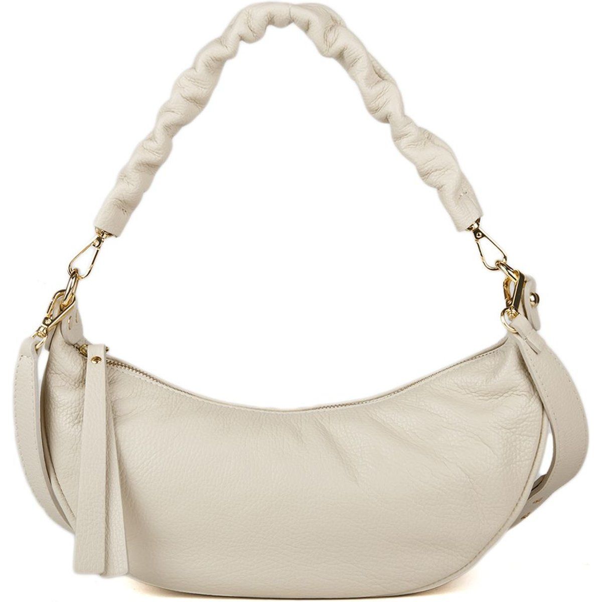 Halbmond-Schultertasche aus Leder
