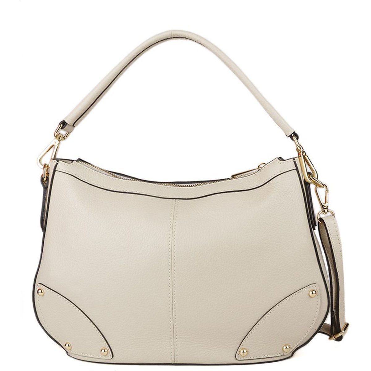 Besetzte Leder-Schultertasche mit Rundung