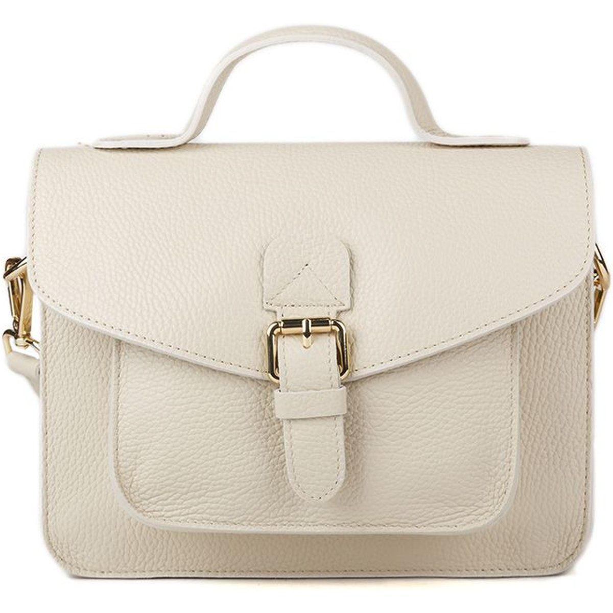 Leder-Satchel mit dekorativer Schnalle